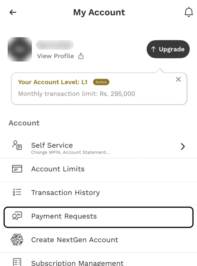 My Account, then Payment Requests.