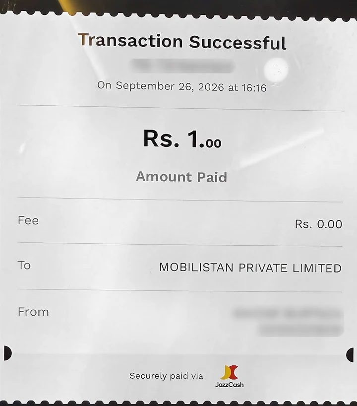 Transaction Successful. That month is paid.