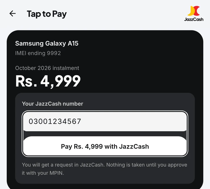 Enter the JazzCash number you are paying from.